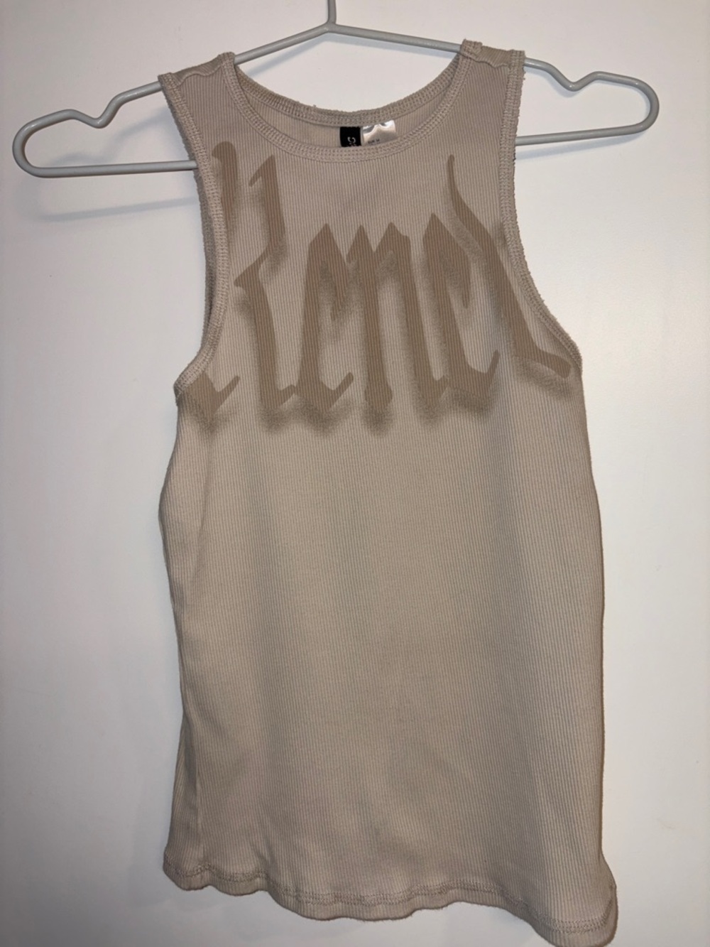 H&M Beige Graphic Ribbed Tank Top